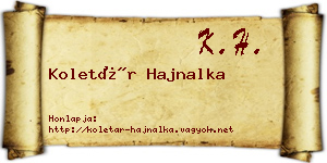 Koletár Hajnalka névjegykártya