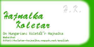 hajnalka koletar business card